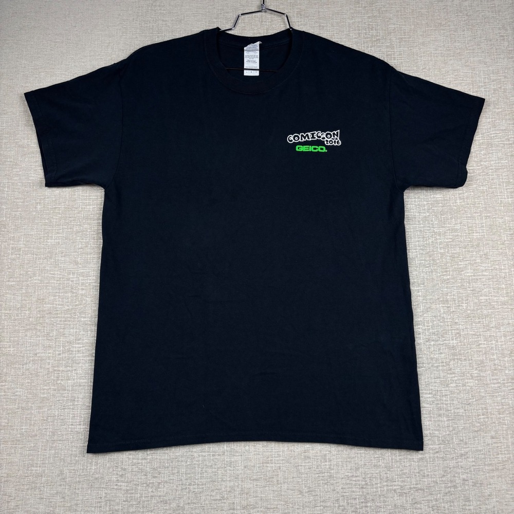 Gildan Mens Comic-Con 2016 GEICO Gecko 8-Bit Pixel Konami Code T-Shirt Black L